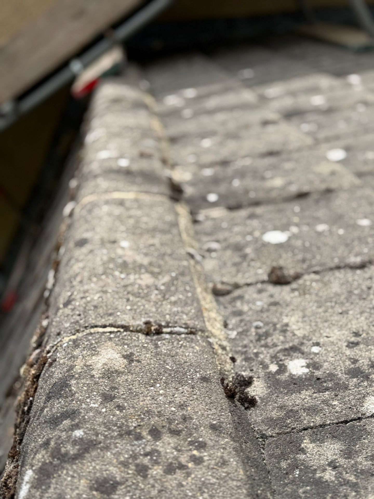 Macro detail of mortar joint repointing